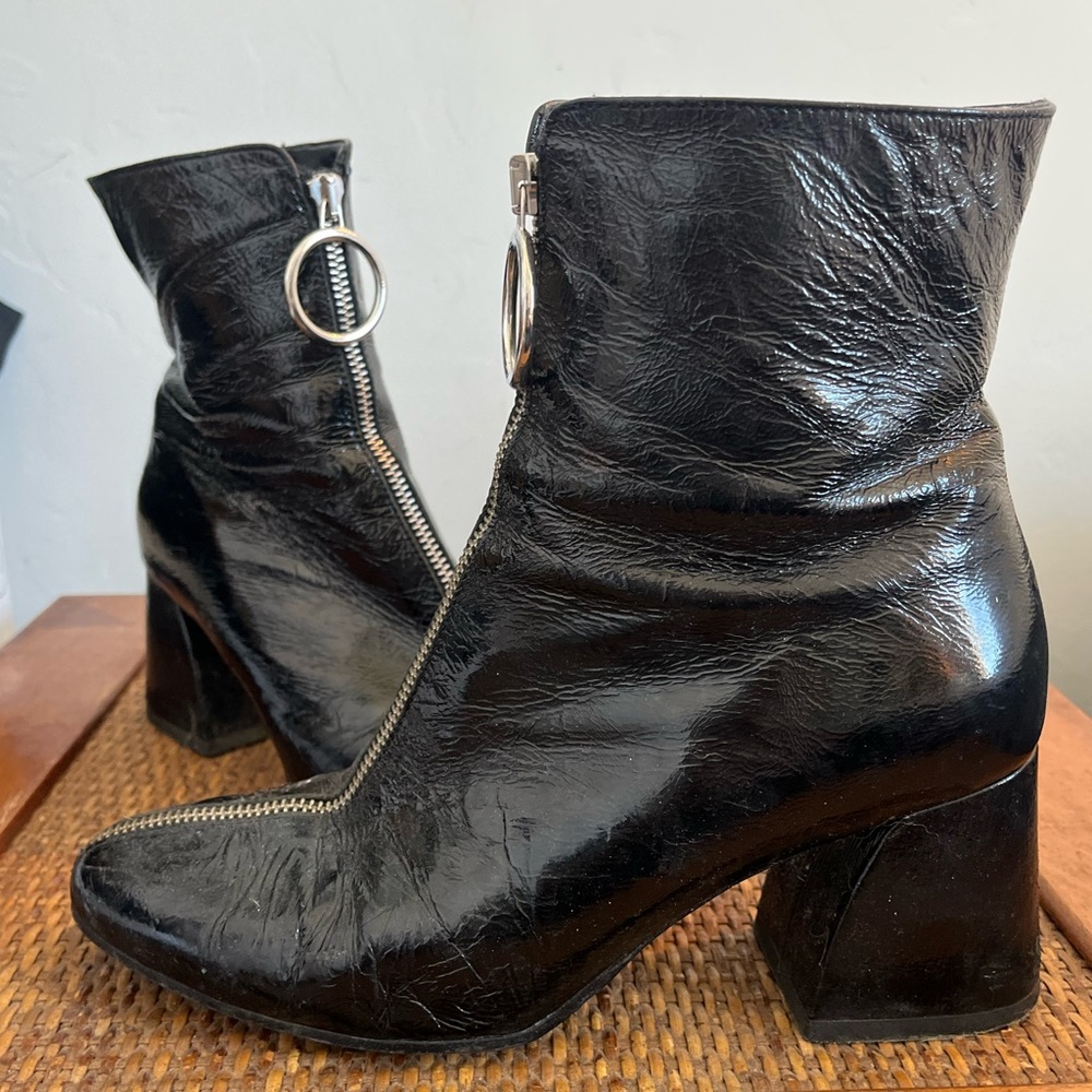 Italian Leather Black Heeled Booties